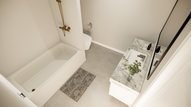 full bath featuring tile patterned floors, toilet, and baseboards