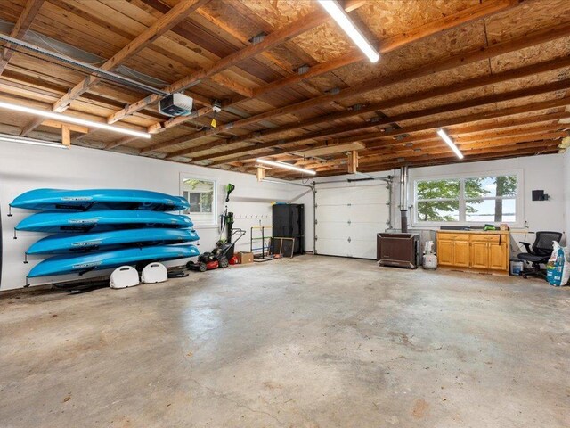 garage with a garage door opener