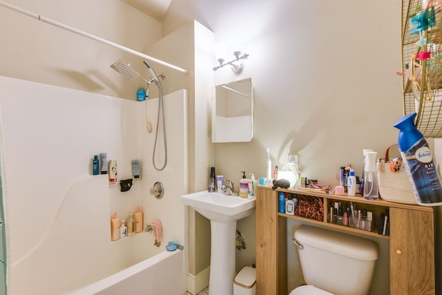 full bathroom with toilet and tub / shower combination