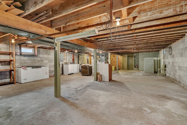 basement featuring washer and dryer