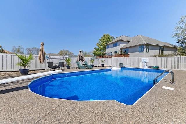 view of pool featuring a patio area and a fenced backyard