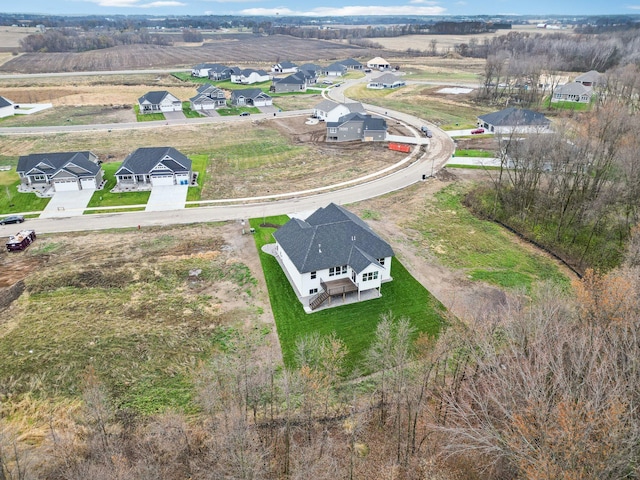 bird's eye view with a residential view and a rural view