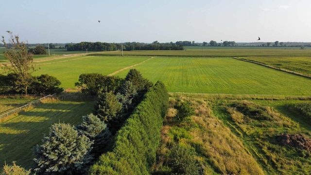 birds eye view of property featuring a rural view