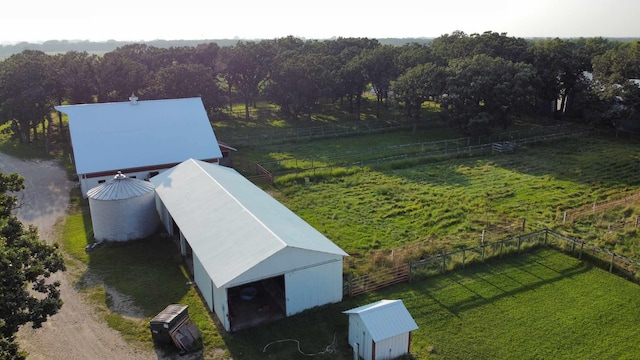 aerial view with a rural view