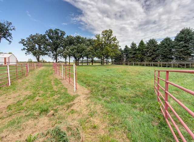 view of yard with a rural view