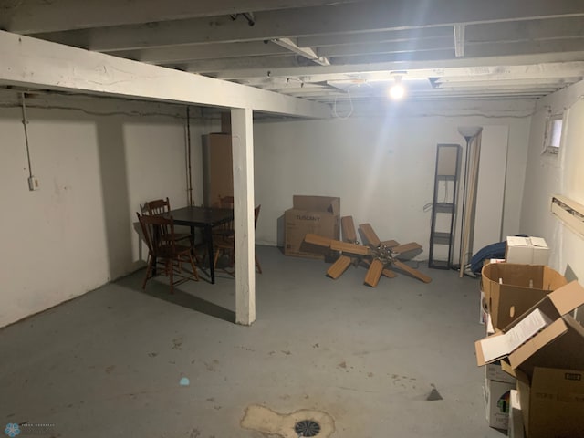 view of unfinished basement