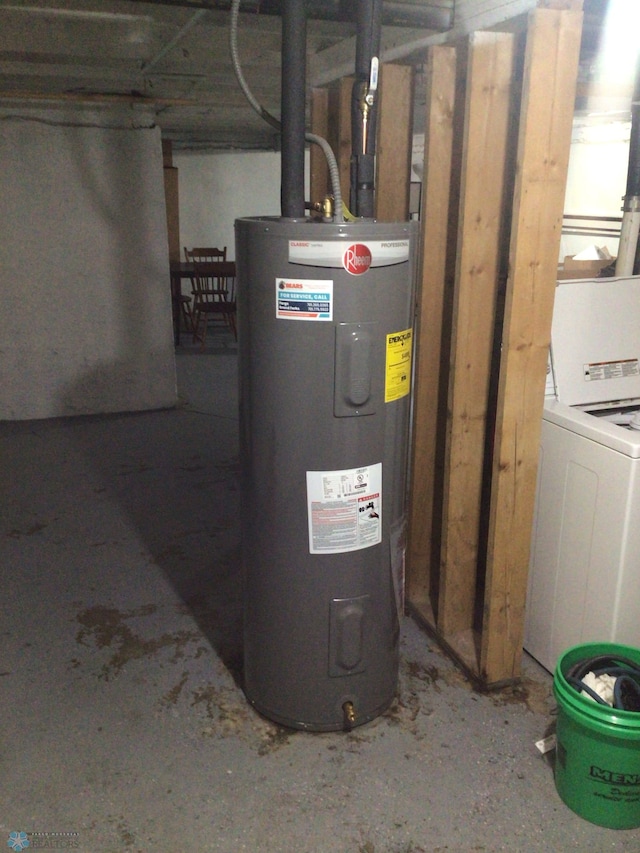 utilities featuring washer / dryer and electric water heater