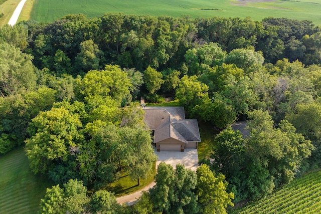 drone / aerial view with a forest view