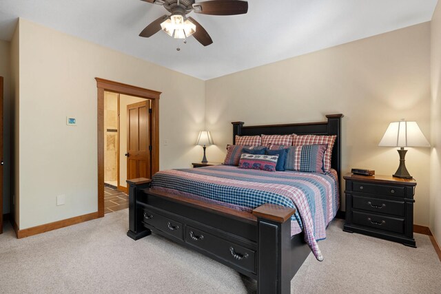 10060 82nd Ave, Ellendale, MN 56026 - bedroom featuring light colored carpet, baseboards, and ceiling fan