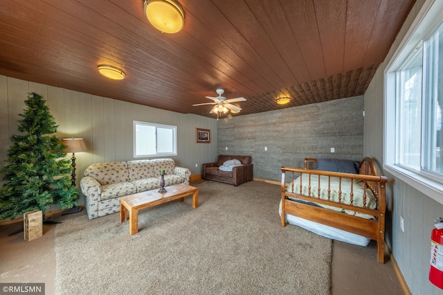 bedroom featuring multiple windows and wooden ceiling