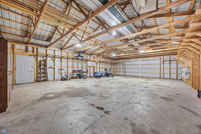 garage featuring metal wall