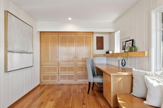 office area with light wood finished floors