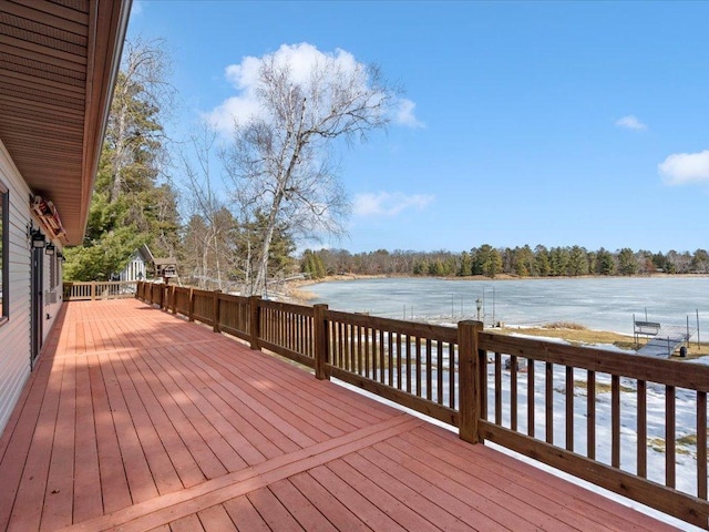 deck with a water view