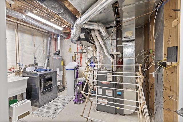 utility room with washer / dryer and water heater