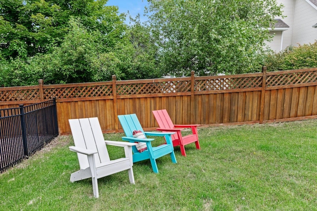 view of yard featuring a fenced backyard