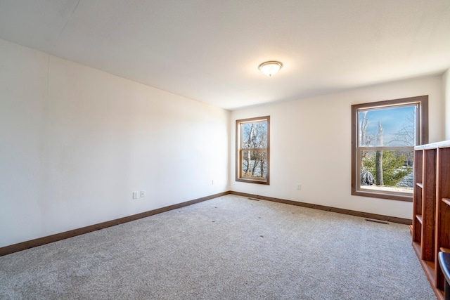 carpeted empty room featuring baseboards and a wealth of natural light