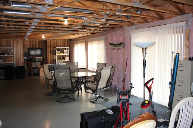 dining room featuring finished concrete floors