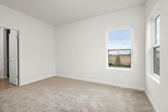 spare room featuring baseboards and carpet floors