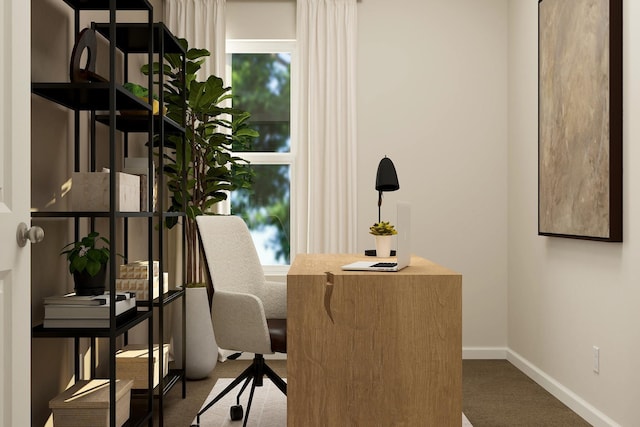 office space featuring baseboards and carpet floors