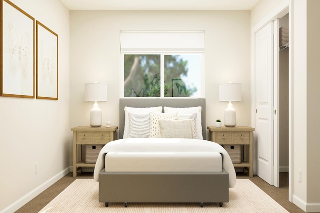 carpeted bedroom with baseboards