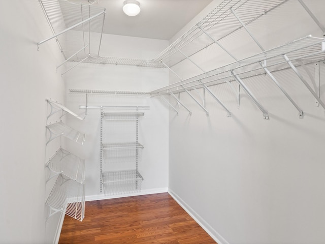 spacious closet with wood finished floors