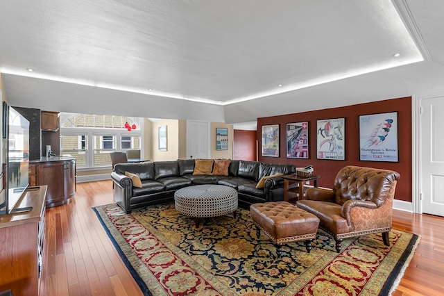 living room with light wood-style flooring