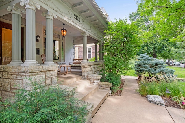 view of patio with a porch