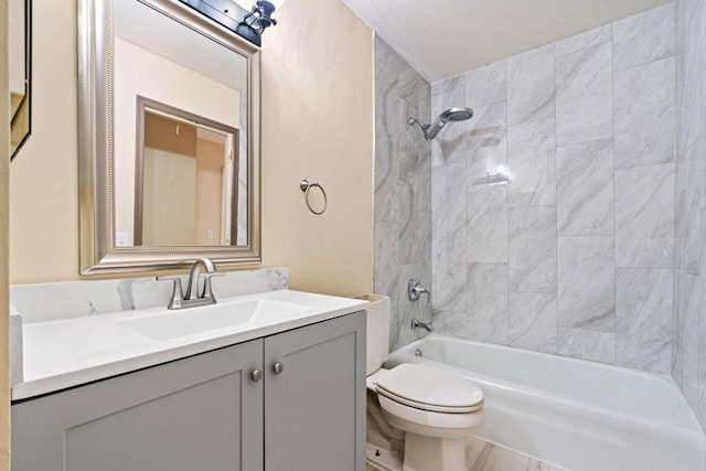 full bathroom with toilet, bathing tub / shower combination, and vanity