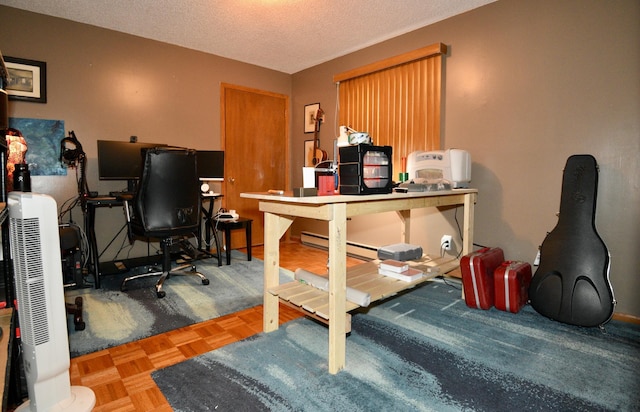 office area featuring a textured ceiling