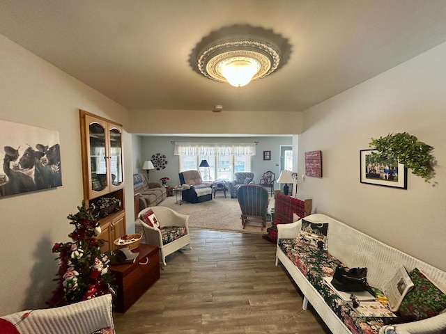 interior space featuring dark wood-style flooring