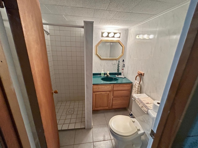 1006 10th St SW, Wadena, MN 56482 - bathroom featuring a stall shower, vanity, and tile patterned floors