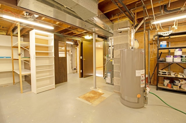 unfinished below grade area featuring water heater