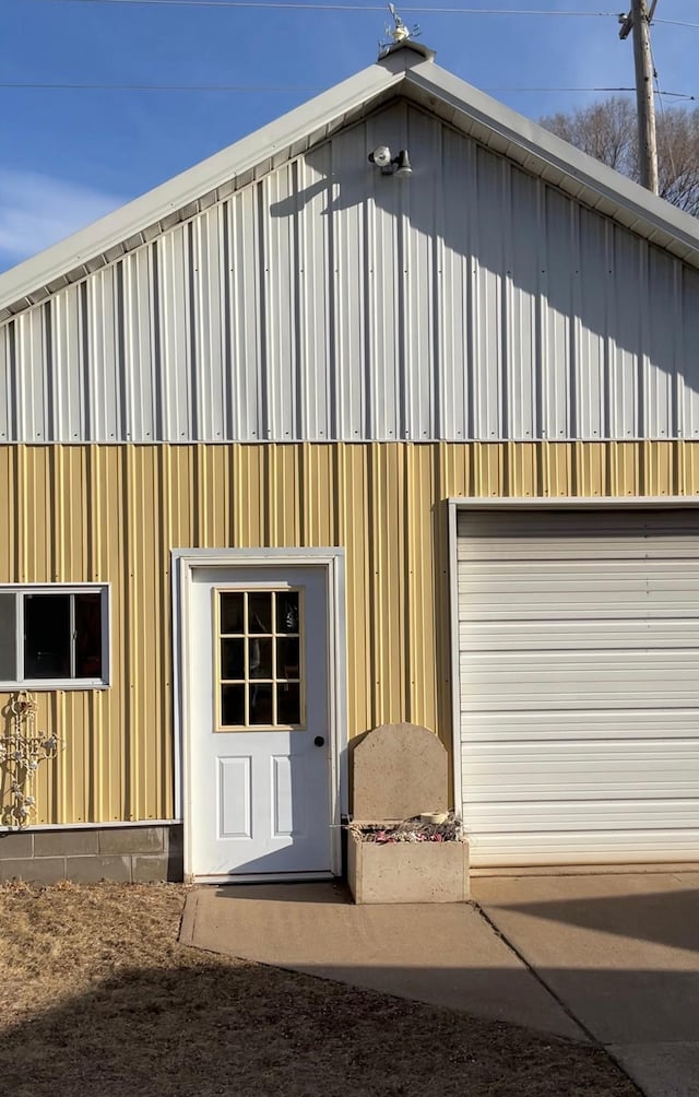 exterior space featuring a garage