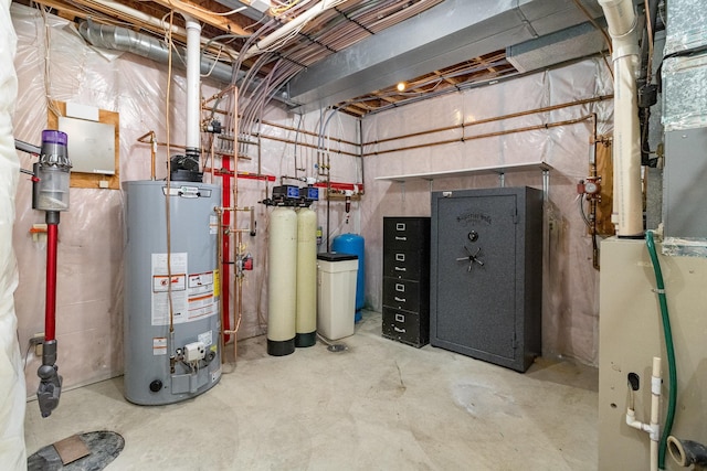 utilities featuring heating unit and gas water heater