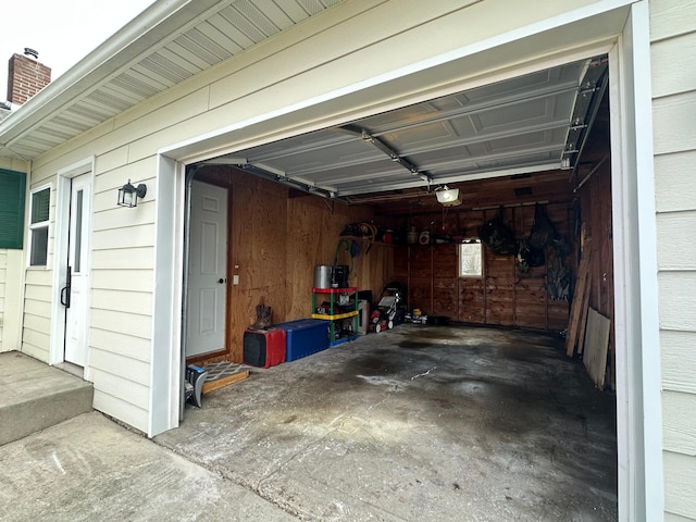 garage with a garage door opener