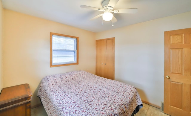61279 US Highway 169, Hill City, MN 55748 - bedroom featuring a closet, ceiling fan, and light wood-style floors