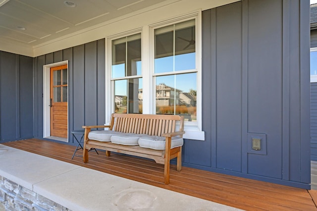 wooden terrace with covered porch