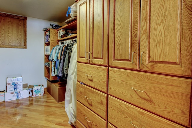 spacious closet with light wood-style flooring