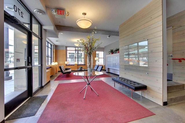 270 4th St E Unit 401, Saint Paul, MN 55101 - building lobby featuring wooden walls and beamed ceiling