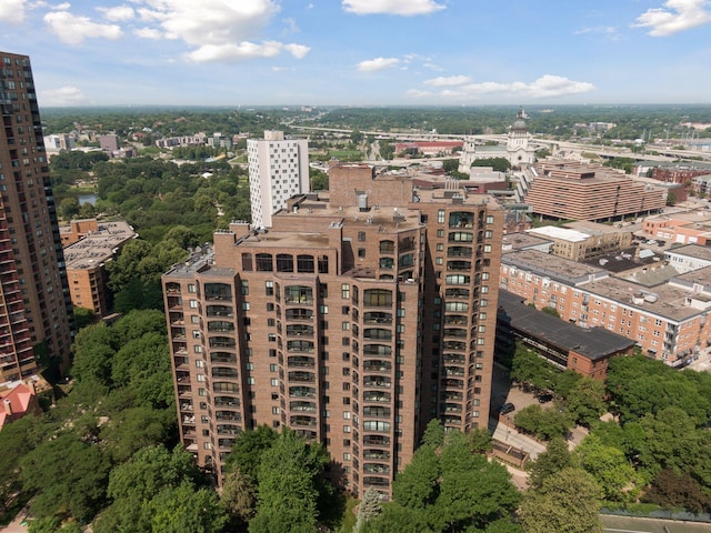 drone / aerial view with a view of city