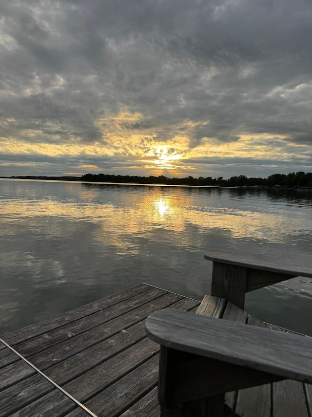 view of dock featuring a water view