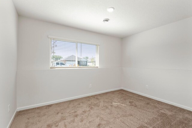 carpeted empty room featuring baseboards and a textured ceiling