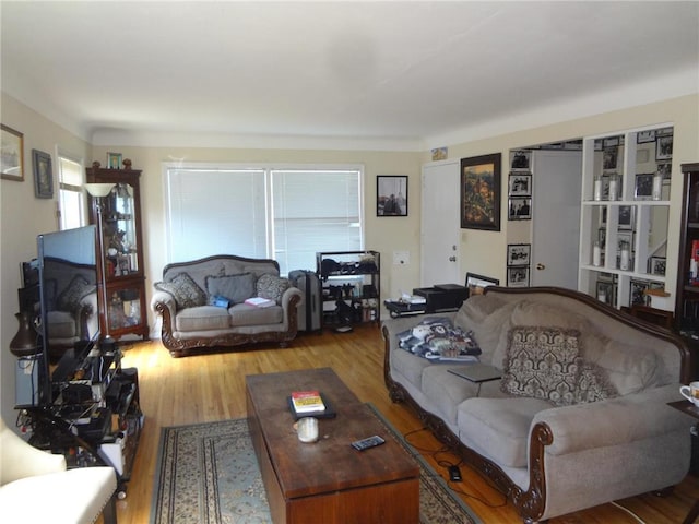 living area with wood finished floors