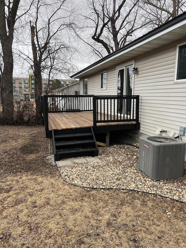 wooden terrace with cooling unit