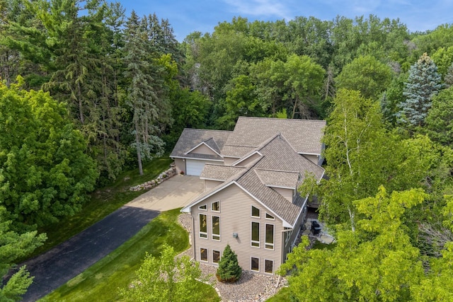 bird's eye view with a forest view