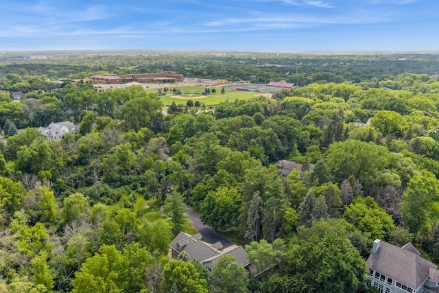 aerial view featuring a forest view