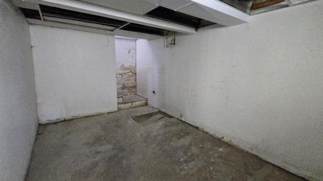 view of unfinished basement