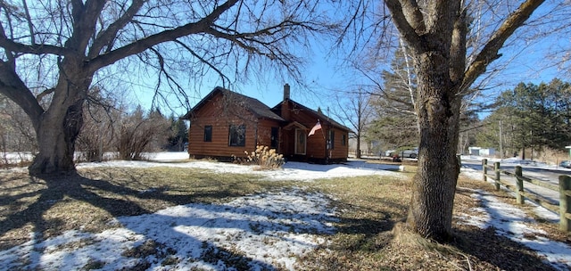 view of snow covered property