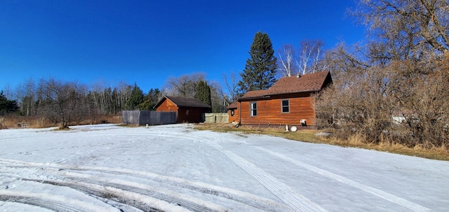 view of snow covered property