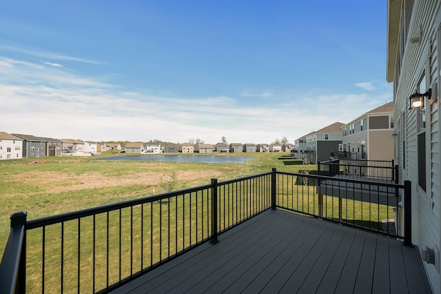 3485 109th Ln NE, Blaine, MN 55449 - wooden terrace featuring a residential view, a water view, and a yard
